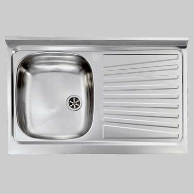 LAVELLO INOX UNA VASCA APPOGGIO  90 x 50 Dx