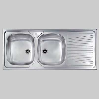 Lavello inox 2 vasche incasso c/gocciolatoio 116 X 50 Sx