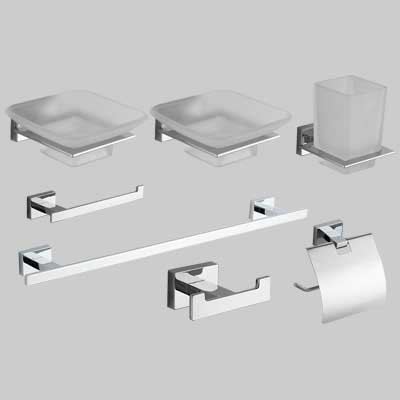 KIT ACCESSORI BAGNO 7 PEZZI SERIE GIULIA Cromo - vetro