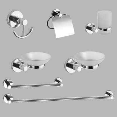 KIT ACCESSORI BAGNO 7 PEZZI SERIE CAROL Cromo - vetro