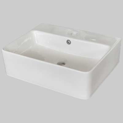 LAVABO APPOGGIO IN CERAMICA RETTANGOLARE50 C/FORO 52x42