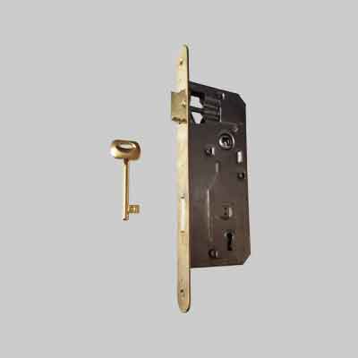 SERRATURA PER PORTE IN LEGNO ''PATENT GRANDE'' FRONTALE BORDO TONDO BONAITI E50 Bronzata...