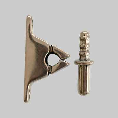 PINZA FERMAPORTE CON INCONTRO Ottone lucido (cartone 10 pz)