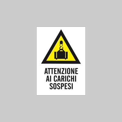 CARTELLO ''ATTENZIONE AI CARICHI SOSPESI'' cm 40x60 (cartone 10 pz)