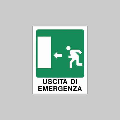 CARTELLO ''USCITA DI EMERGENZA SX'' cm 20x30 (cartone 10 pz)