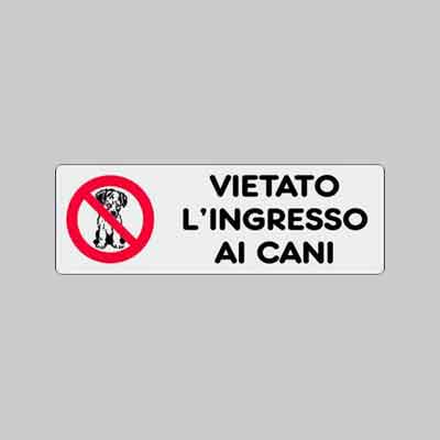 ETICHETTA ''VIETATO L''INGRESSO AI CANI'' cm 15x5 (cartone 10 pz)