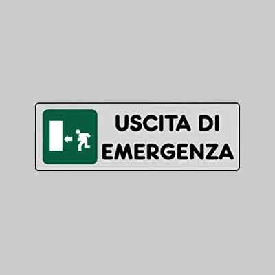 ETICHETTA ''USCITA DI EMERGENZA SX'' cm 15x5 (cartone 10 pz)