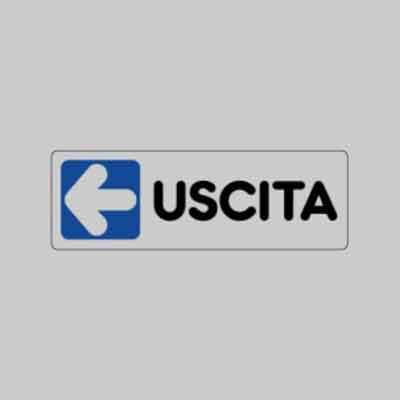 ETICHETTA ''USCITA SX'' cm 15x5 (cartone 10 pz)