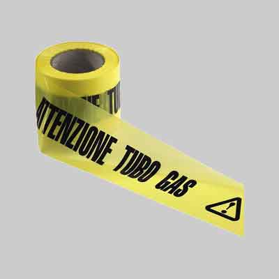 NASTRO SEGNALETICO 'ATTENZIONE TUBO GAS' cm 10 x mt 200