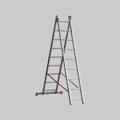 SCALA A DUE ELEMENTI 'OR2' 7+7 gradini (H.mt 3,40) - montante mm 60x25