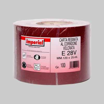 CARTA ABRASIVA VELCRATA 'E 28V' Grana 180 - rotolo mm 120x25 mt (cartone 25 pz)