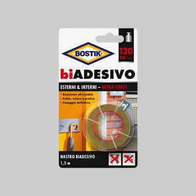 NASTRO BIADESIVO 'INTERNI & ESTERNI' BOSTIK mm 19x1,5mt