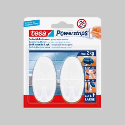 GANCIO OVALE ''POWERSTRIPS®'' LARGE 2 ganci + 4 strisce