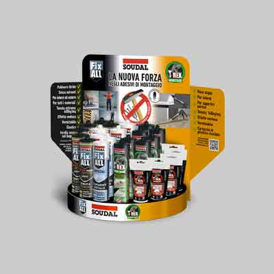 ESPOSITORE DA BANCO 'FIX ALL VS T-REX' SOUDAL 24 pezzi