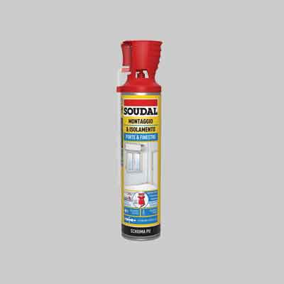 SCHIUMA POLIURETANICA PORTE E FINESTRE CON APPLICATORE SOUDAL ml 600