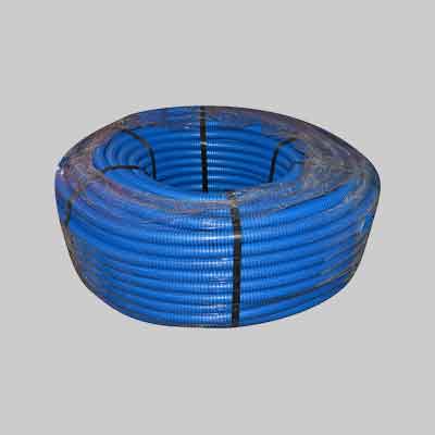 TUBO CORRUGATO CON TIRAFILO BLU Ø 25 - Rotolo 50 mt (cartone 50 pz)