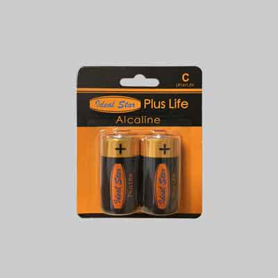 PILE ALCALINE "PLUS LIFE" 1/2 TORCIA IDEAL STAR Blister 2 pezzi