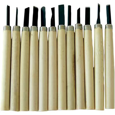 SET MINI SGORBIE PER LEGNO 12 pezzi