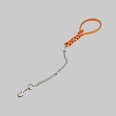 GUINZAGLIO PER CANI TRIPLA TRECCIA CON CATENA mm 600