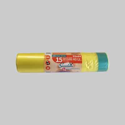 SACCHI PER PATTUMIERA cm 55x64 - conf. 15 pezzi - col. giallo