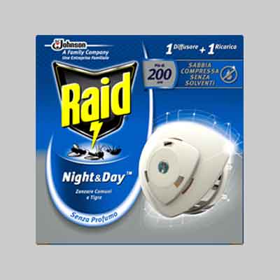RAID DIFFUSORE ANTIZANZARE ''NIGHT & DAY'' Base + 1 ricarica