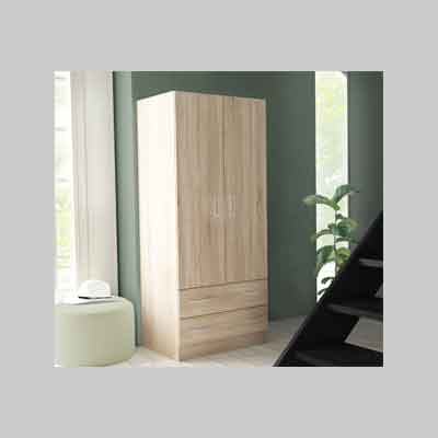 ARMADIO DUE ANTE E DUE RIPIANI 'WARDROBE 4' QUERCIA CHIARO cm 80x52x190h