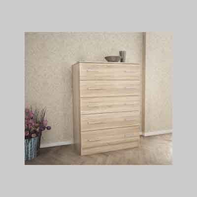 CASSETTIERA CINQUE CASSETTI 'DRAWER 5' QUERCIA CHIARO cm 80x45x111h