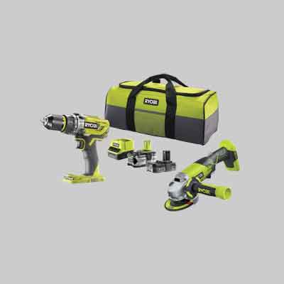 KIT PROMO TRAPANO 'R18PD3'/SMERIGLIATRICE 'R18AG' A BATTERIA RYOBI