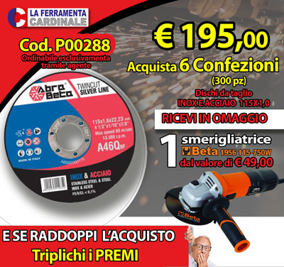 KIT PROMO DISCHI DA TAGLIO ABRABETA + SMERIGLIATRICE 750W BETA