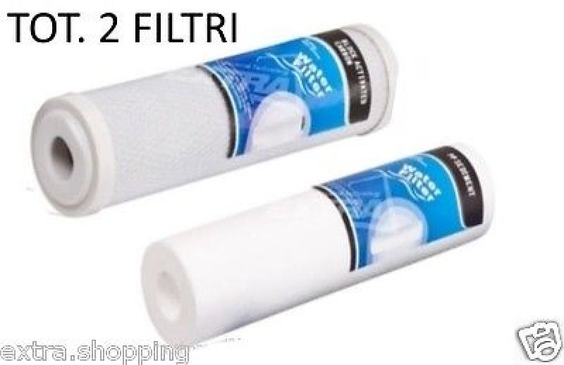 2 FILTRI FILTRO CARTUCCIA CTO CARBONE ATTIVO SEDIMENTI 5 10" DEPURATORE OSMOSI