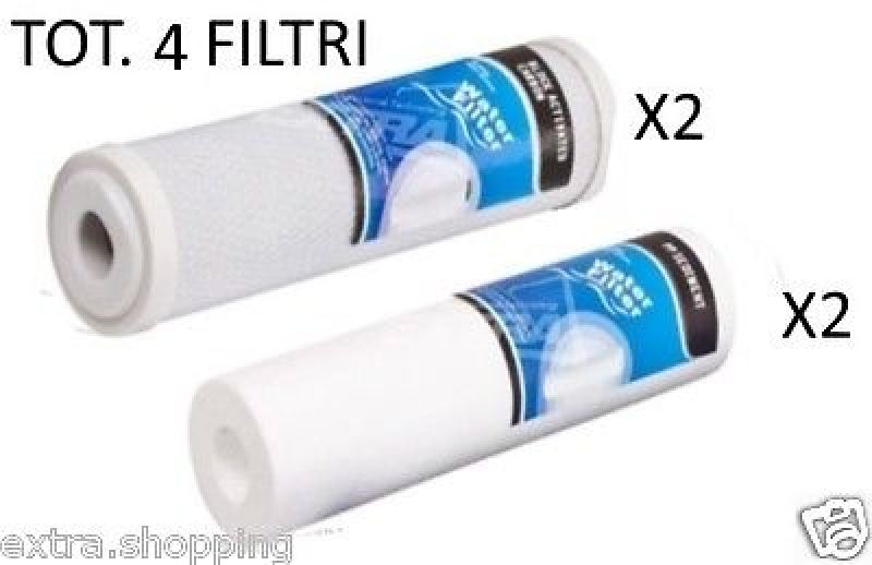 4 FILTRI FILTRO CARTUCCIA CTO CARBONE ATTIVO SEDIMENTI 1 10" DEPURATORE OSMOSI