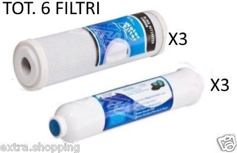 6 FILTRI FILTRO CARTUCCIA CTO CARBONE ATTIVO T33 FLOW  10" DEPURATORE OSMOSI