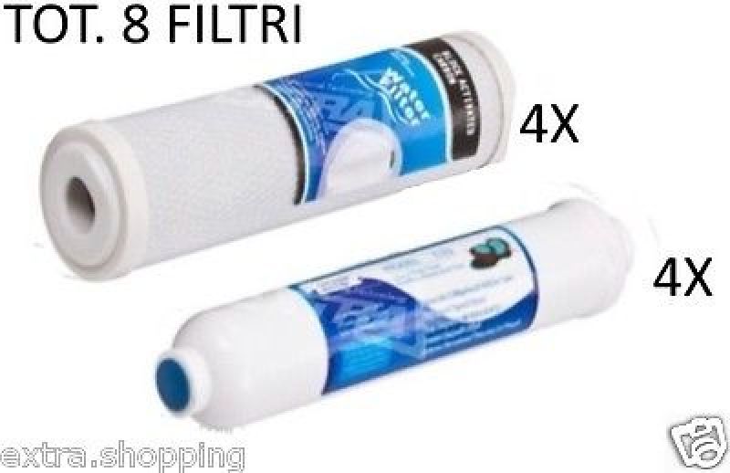 8 FILTRI FILTRO CARTUCCIA CTO CARBONE ATTIVO T33 FLOW  10" DEPURATORE OSMOSI