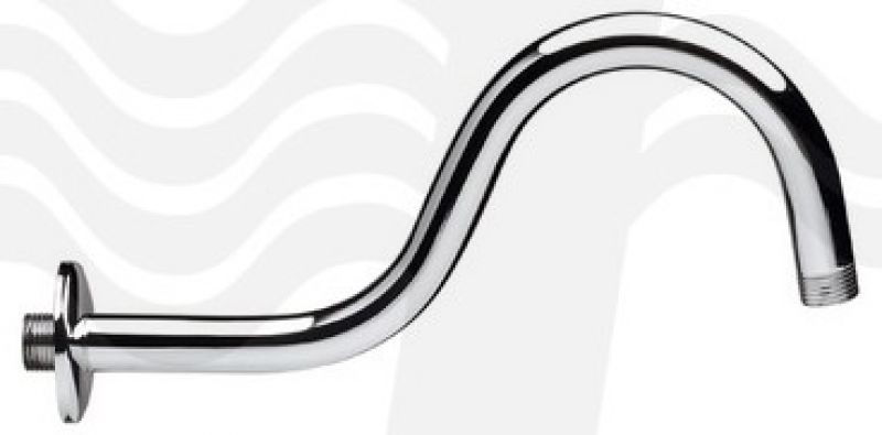 BRACCIO DOCCIA CURVO IN OTTONE PESANTE CROMATO cm 29