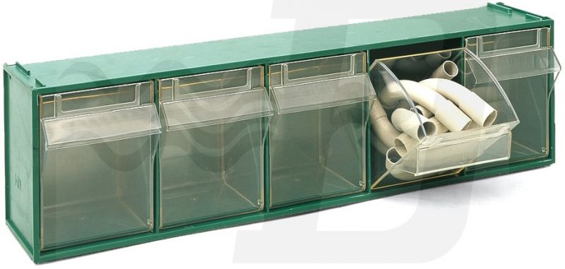 CASSETTIERA SOVRAPPONIBILE IN PP FOX 103 - MM 600x135x H.164 Verde LxPxH mm 600x135x164 (cf. 10 NR)