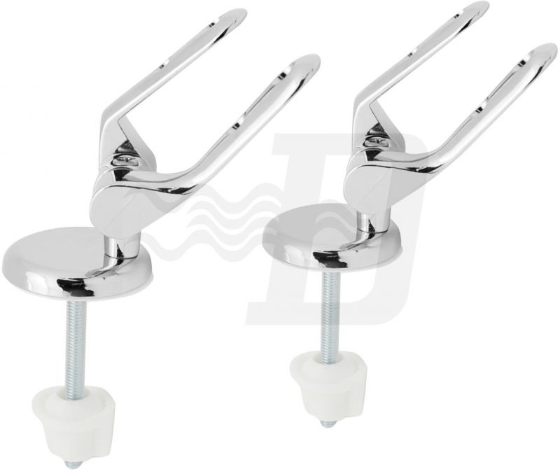 COPPIA SUPPORTI IN LEGA PER SEDILE IN LEGNO VITE INOX FISSA Cromo