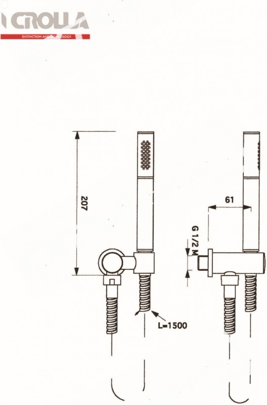 DOCCETTA CON SUPPORTO DA INCASSO CROLLA RUBINETTERIE LINEA TANK 14578 CROMO