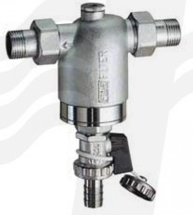 FILTRO PER IMPIANTI SANITARI CON ATTACCHI MANOMETRO MM CROMO 1/2"