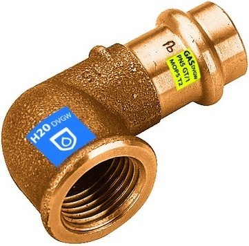 GOMITO 90° IN BRONZO A PRESSARE F X FIL F ACQUA/GAS Diam. 12 x 1/2 (cf. 10 NR)