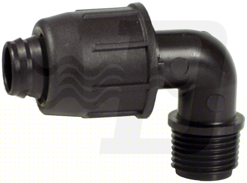 GOMITO a 90° FILETTATO MASCHIO D. 16 x 3/4 (cf. 50 NR)