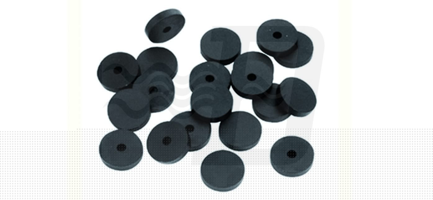 GUARNIZIONE PER RUBINETTO SEMIFORATA IN GOMMA NERA 1/2" (cf. 100 NR)