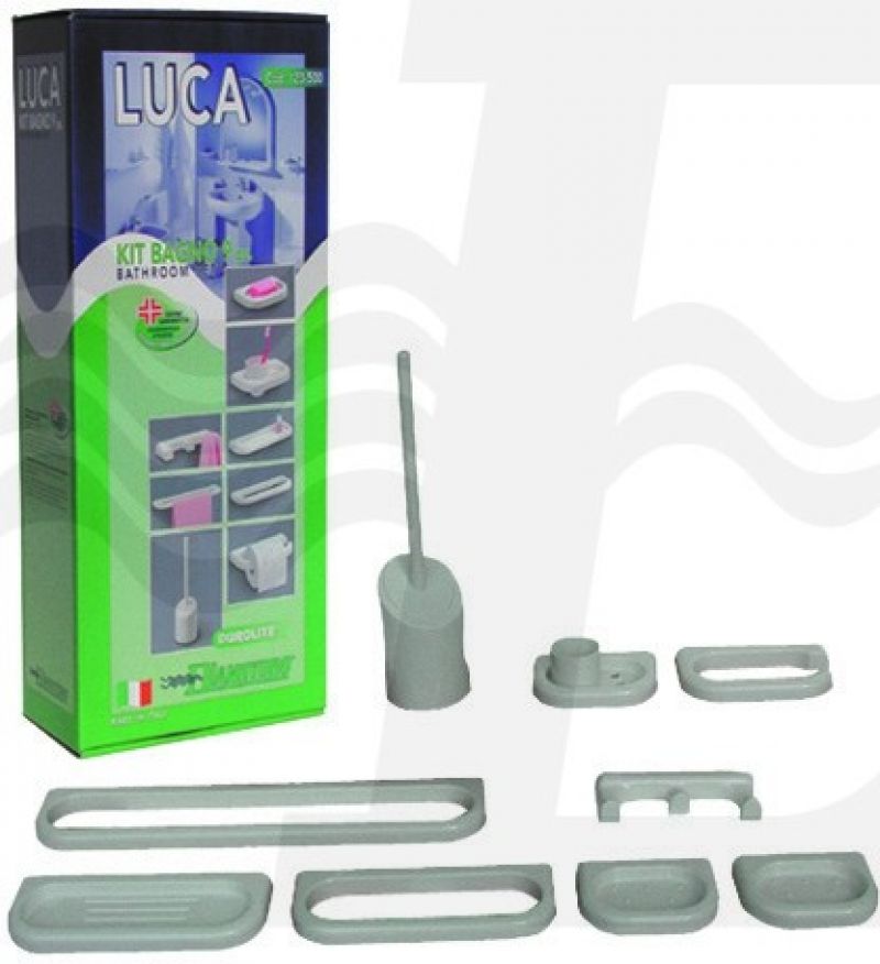 KIT ACCESSORI BAGNO SERIE LUCA MOD.NEW 9 PZ Bianco