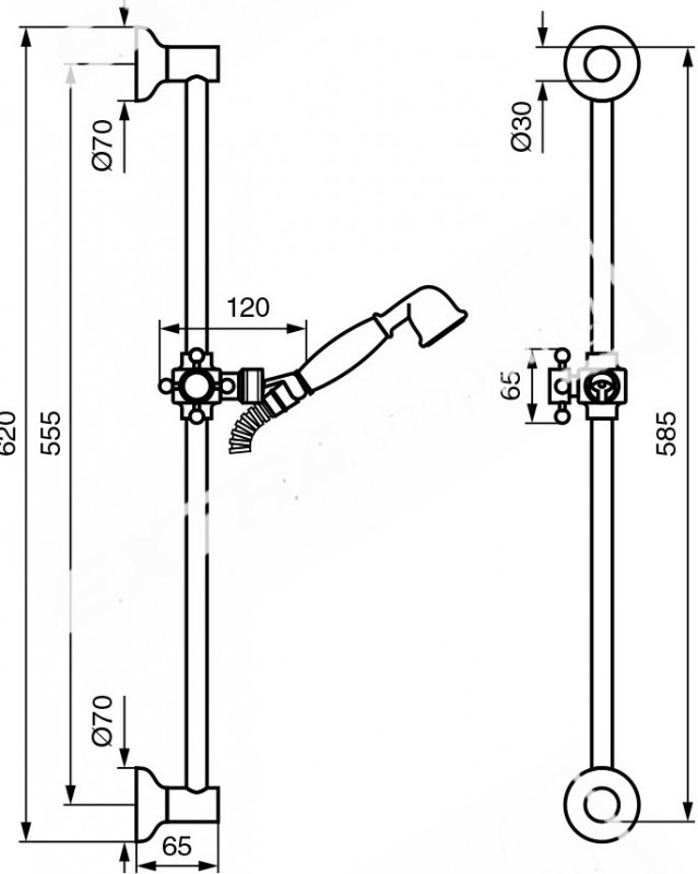 KIT SALISCENDI IN OTTONE CON FLESSIBILE 150 CM DOCCETTA EMMEVI pino ABEL C02541