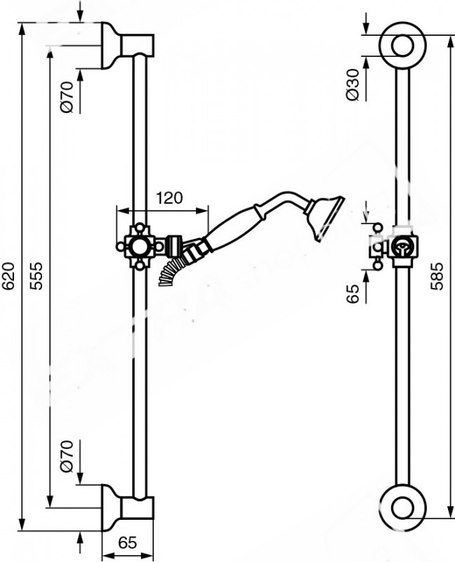 KIT SALISCENDI IN OTTONE CON FLESSIBILE 150 CM DOCCETTA EMMEVI C025410A