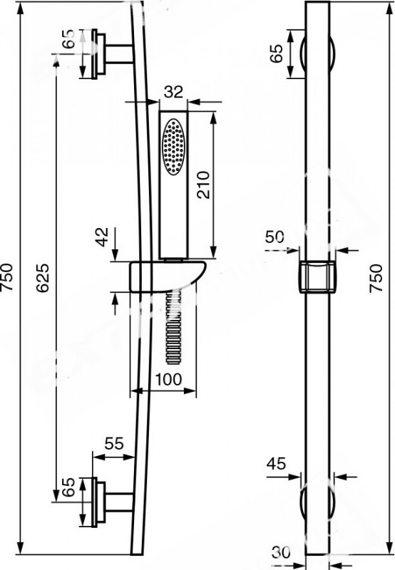 KIT SALISCENDI IN OTTONE CON FLESSIBILE 150 CM DOCCETTA MONOGETTO EMMEVI C02593