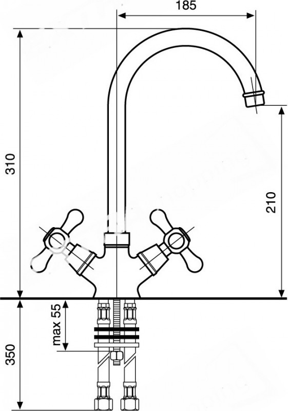 RUBINETTO MISCELATORE LAVELLO CUCINA A PARETE EMMEVI ZEUS 3005Z CROMATO