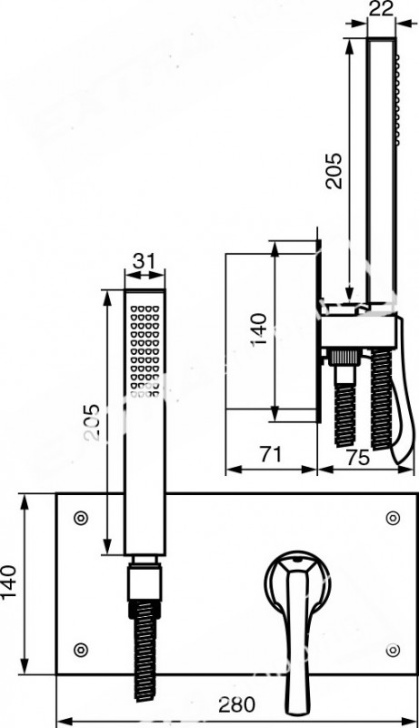 MISCELATORE DOCCIA INCASSO CON SUPPORTO DOCCETTA EMMEVI ARES 76052 CROMATO