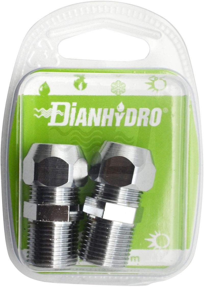 2 PZ NIPPLES BICONO CROMATO PER CANNETTE BLISTER pz.2 x (1/2x3/8) Diam. 10