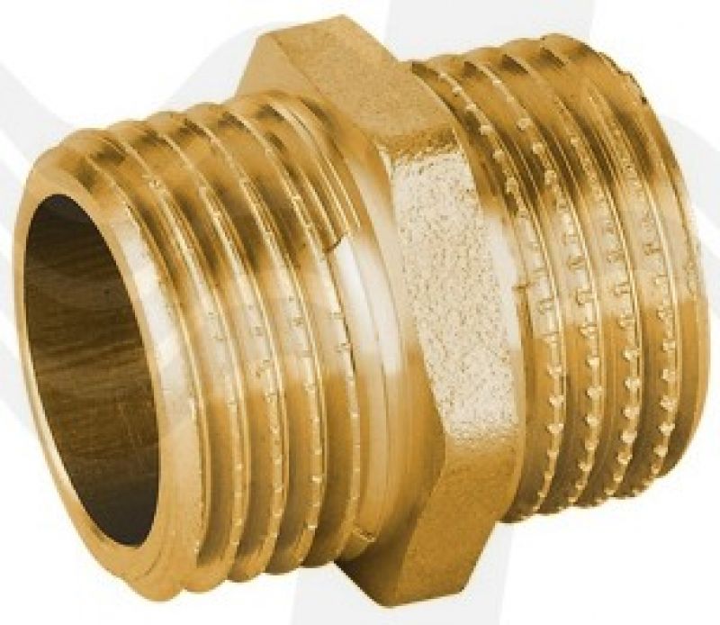 NIPPLES DIRITTO MM IN OTTONE GIALLO PESANTE IBP 1/2" (cf. 10 NR)