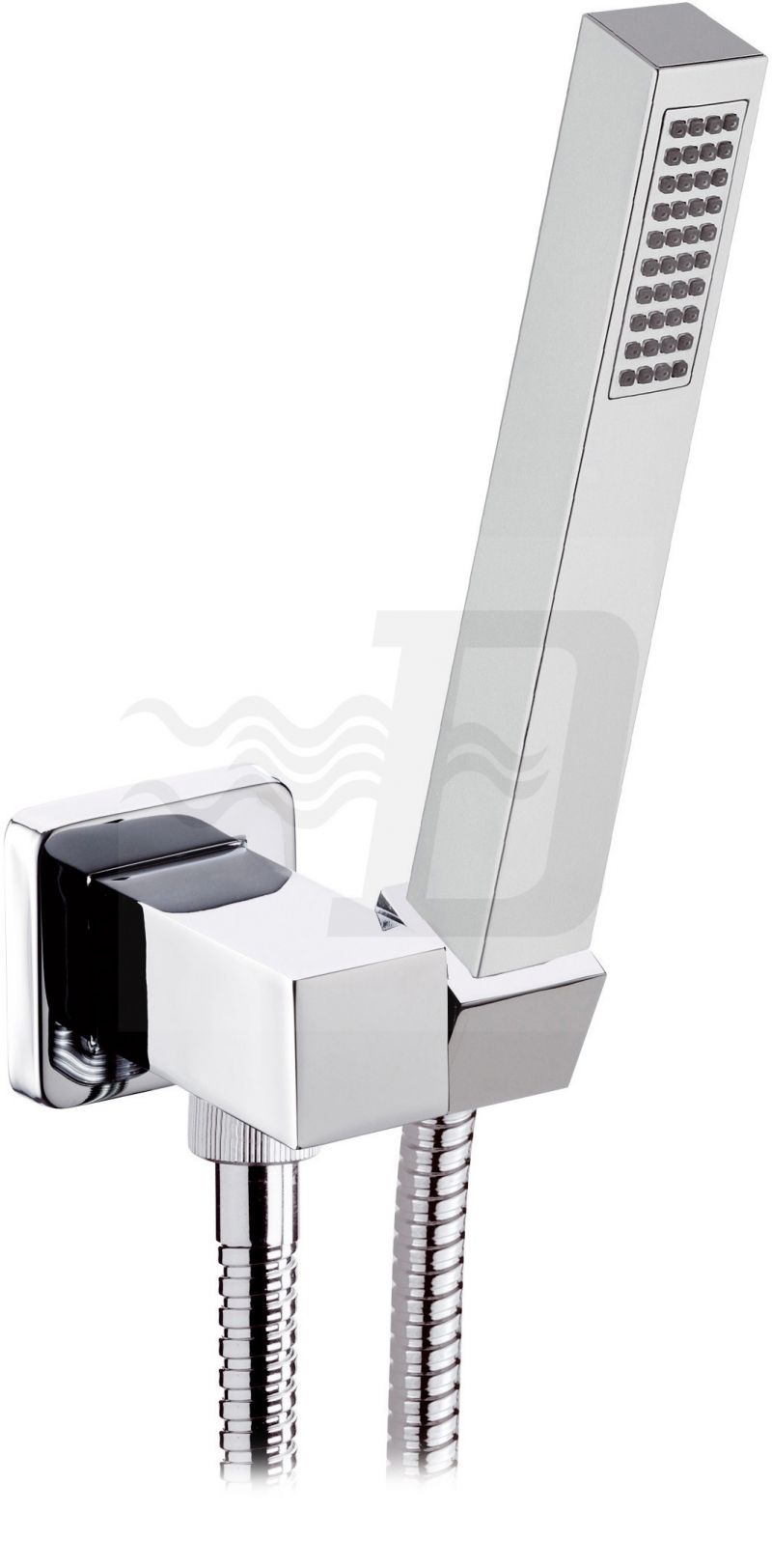 PRESA ACQUA QUADRATA SUPPORTO IN OTTONE + DOCCETTA POLAR + FLESSIBILE Cromo